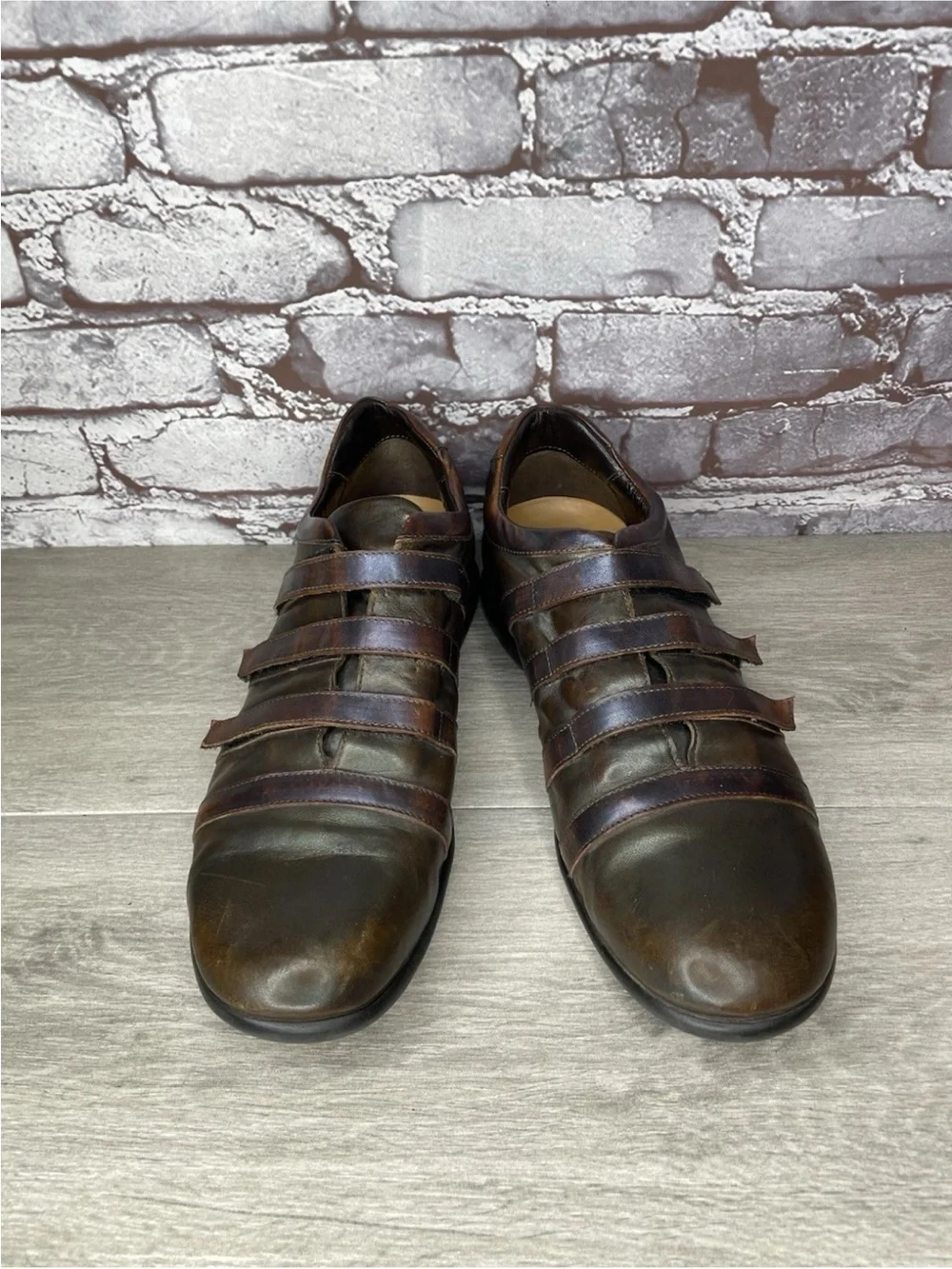 Bruno Verri Brown Leather Metallic Triple Strap Driving Loafer Shoes Men 42EU